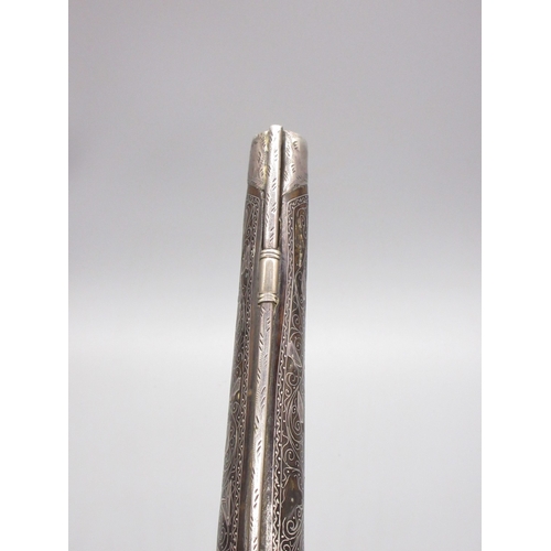 50 - Extremely ornate white and yellow metal early 19th Century Turkish 22 bore flintlock holster pistol,... 