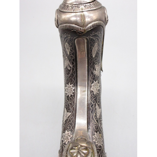 50 - Extremely ornate white and yellow metal early 19th Century Turkish 22 bore flintlock holster pistol,... 