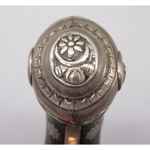 50 - Extremely ornate white and yellow metal early 19th Century Turkish 22 bore flintlock holster pistol,... 