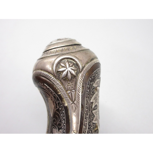 50 - Extremely ornate white and yellow metal early 19th Century Turkish 22 bore flintlock holster pistol,... 