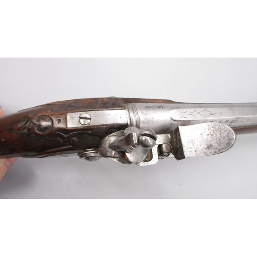 51 - Pair of long barreled 22 bore flintlock pistols, 14