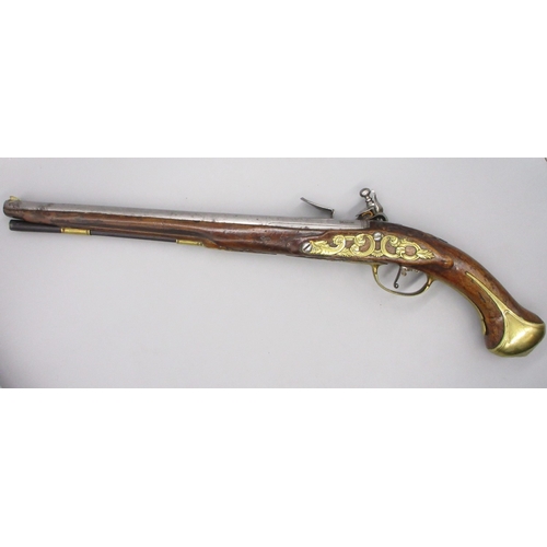 51 - Pair of long barreled 22 bore flintlock pistols, 14