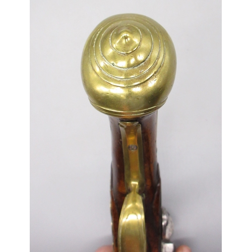 51 - Pair of long barreled 22 bore flintlock pistols, 14