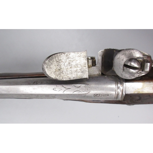 51 - Pair of long barreled 22 bore flintlock pistols, 14