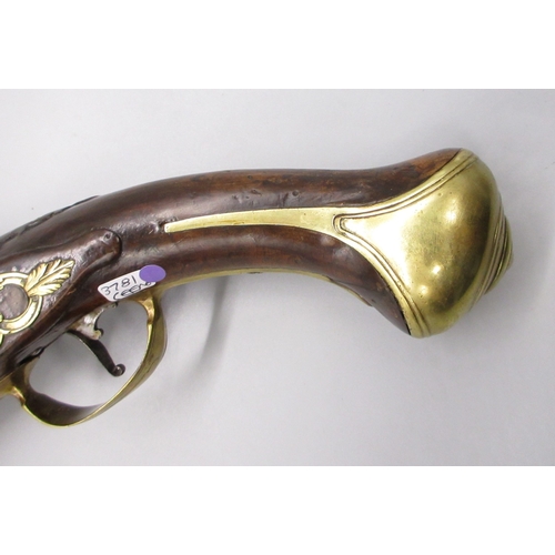 51 - Pair of long barreled 22 bore flintlock pistols, 14