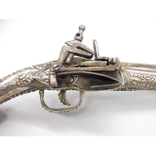 52 - Pair of 22 bore Miquelet Greek/Balkan holster pistols, 12