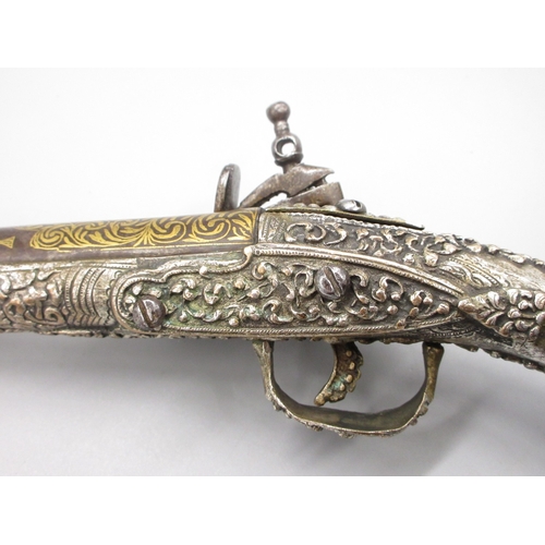 52 - Pair of 22 bore Miquelet Greek/Balkan holster pistols, 12