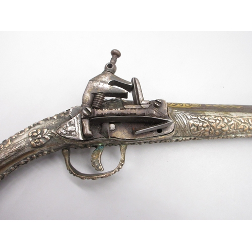 52 - Pair of 22 bore Miquelet Greek/Balkan holster pistols, 12