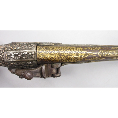 52 - Pair of 22 bore Miquelet Greek/Balkan holster pistols, 12