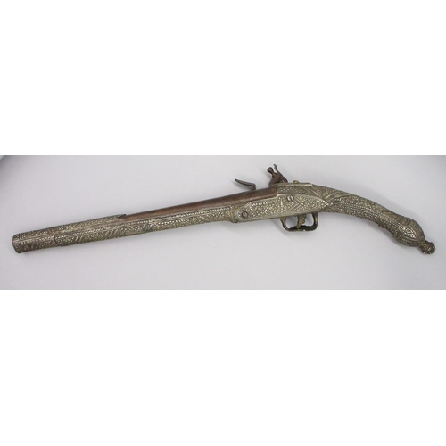 53 - Balkan 16 bore flintlock holster pistol, 13.5