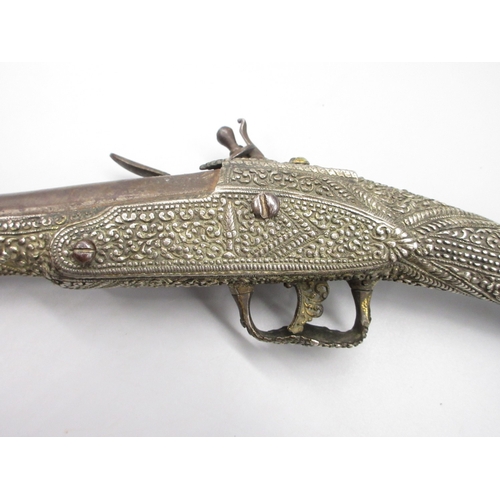 53 - Balkan 16 bore flintlock holster pistol, 13.5