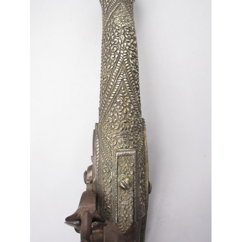 53 - Balkan 16 bore flintlock holster pistol, 13.5