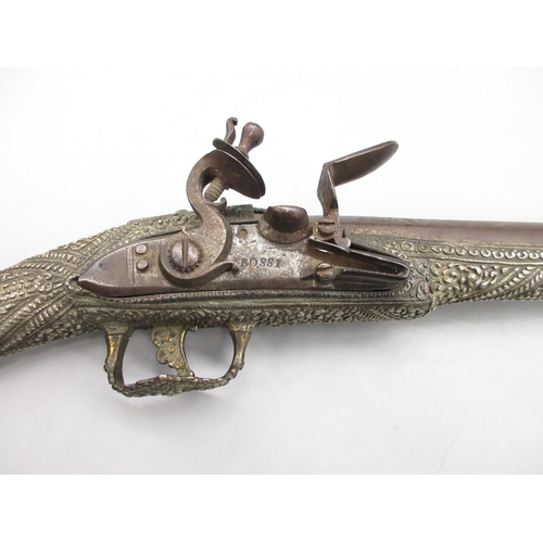 53 - Balkan 16 bore flintlock holster pistol, 13.5