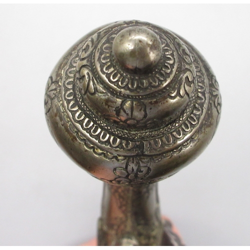 54 - Greek / Balkan 18 bore Miquelet holster pistol, full white metal stock and muzzle sheath, 13