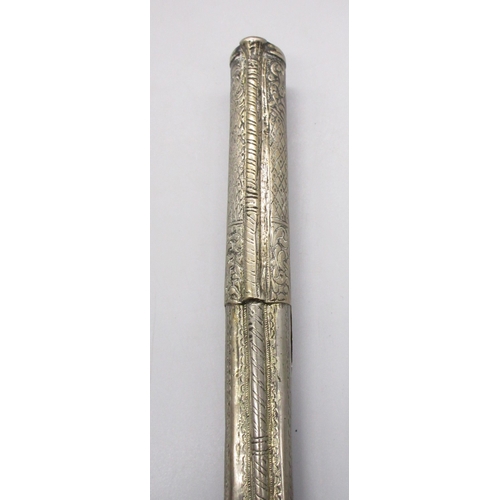 54 - Greek / Balkan 18 bore Miquelet holster pistol, full white metal stock and muzzle sheath, 13