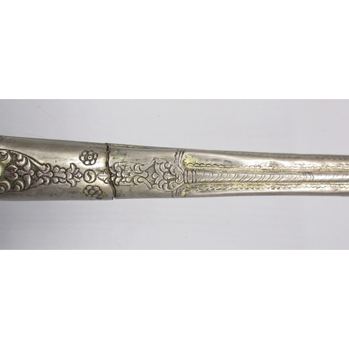 54 - Greek / Balkan 18 bore Miquelet holster pistol, full white metal stock and muzzle sheath, 13