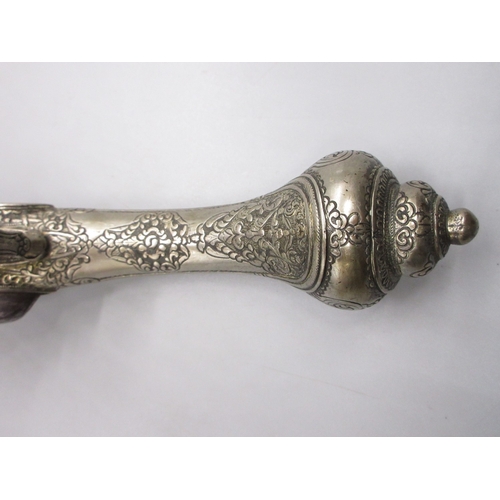 54 - Greek / Balkan 18 bore Miquelet holster pistol, full white metal stock and muzzle sheath, 13