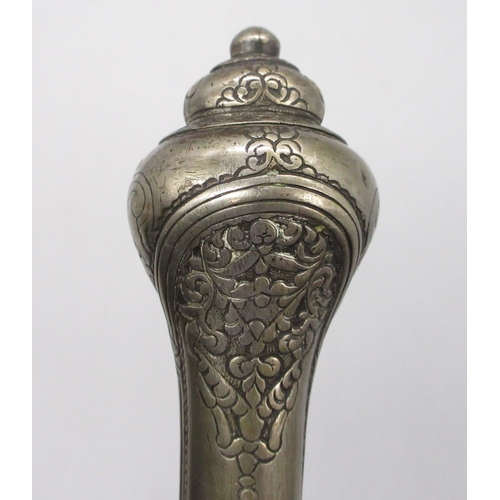 54 - Greek / Balkan 18 bore Miquelet holster pistol, full white metal stock and muzzle sheath, 13