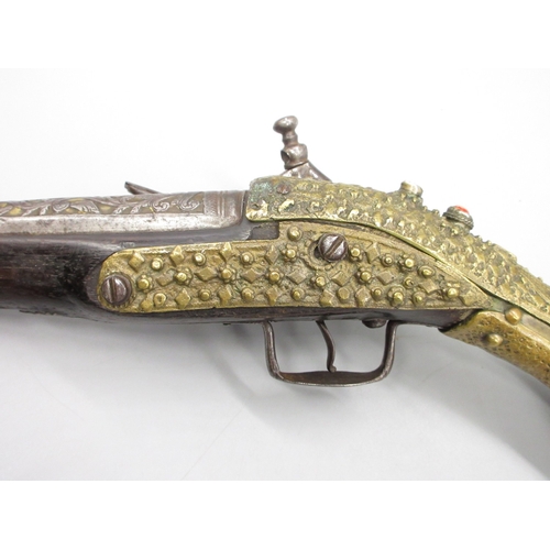 55 - Balkan 20 bore Miquelet holster pistol, 12
