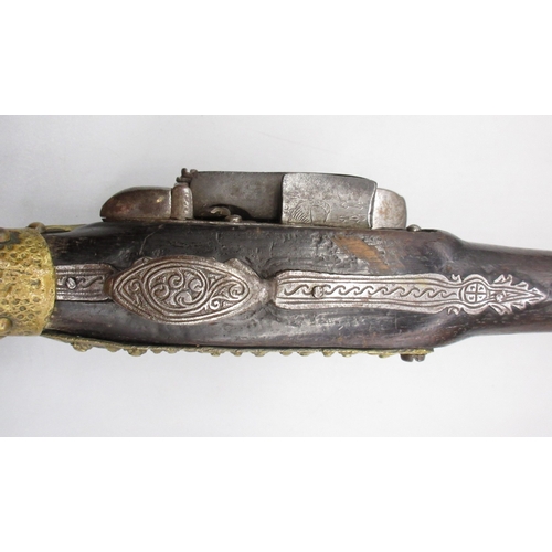 55 - Balkan 20 bore Miquelet holster pistol, 12