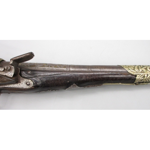 55 - Balkan 20 bore Miquelet holster pistol, 12