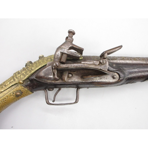 55 - Balkan 20 bore Miquelet holster pistol, 12
