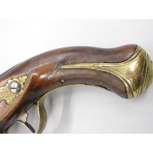 56 - Pair of Spanish 16 bore Miquelet pistols, 9.5