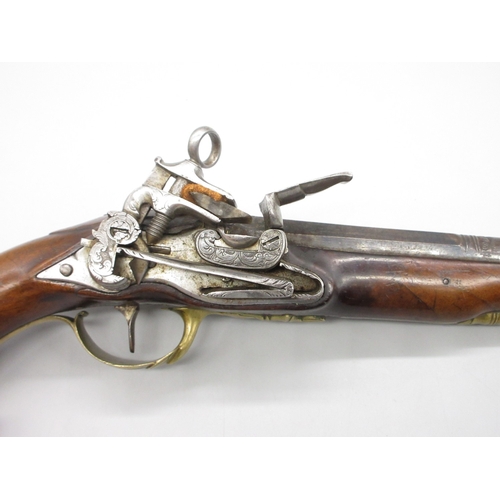 56 - Pair of Spanish 16 bore Miquelet pistols, 9.5
