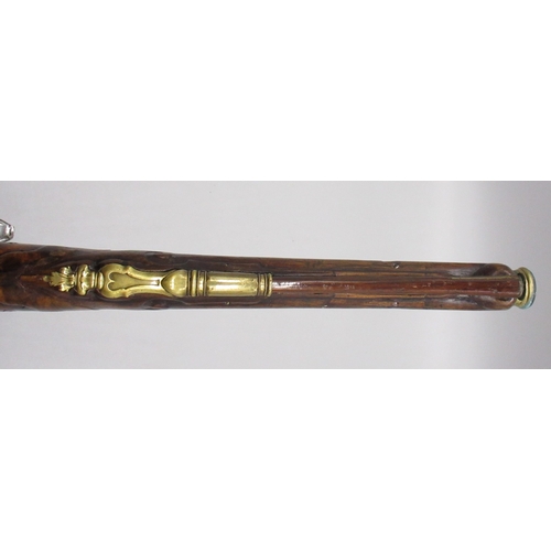 57 - 18th Century Italian 20 bore brass barrelled holster pistol, 12