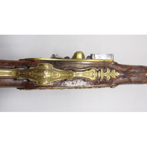 57 - 18th Century Italian 20 bore brass barrelled holster pistol, 12
