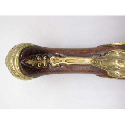57 - 18th Century Italian 20 bore brass barrelled holster pistol, 12