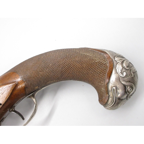 58 - Pair of French 20 bore flintlock pistols, 8.5