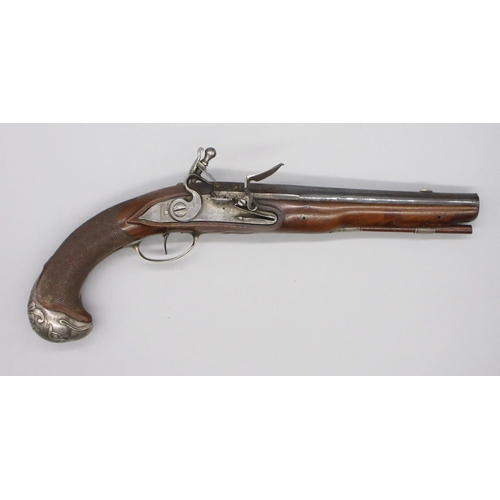 58 - Pair of French 20 bore flintlock pistols, 8.5