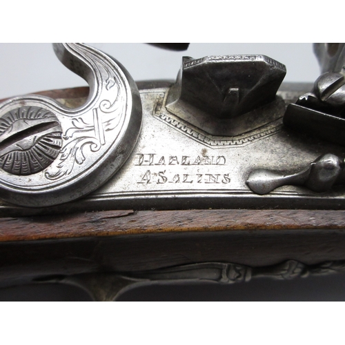 58 - Pair of French 20 bore flintlock pistols, 8.5