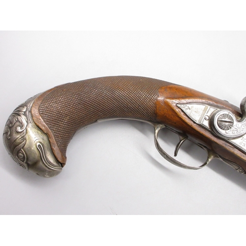 58 - Pair of French 20 bore flintlock pistols, 8.5