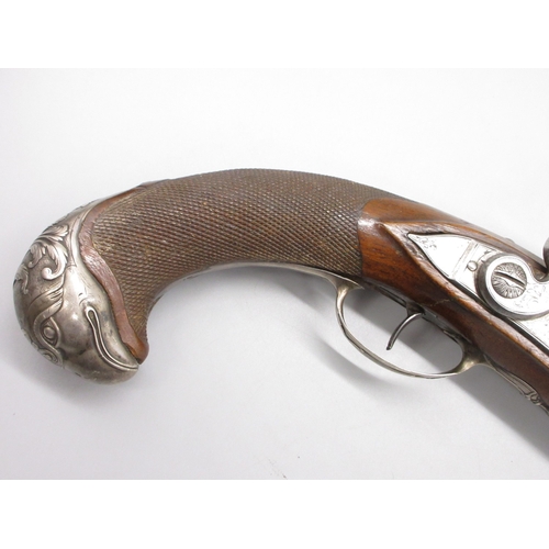 58 - Pair of French 20 bore flintlock pistols, 8.5