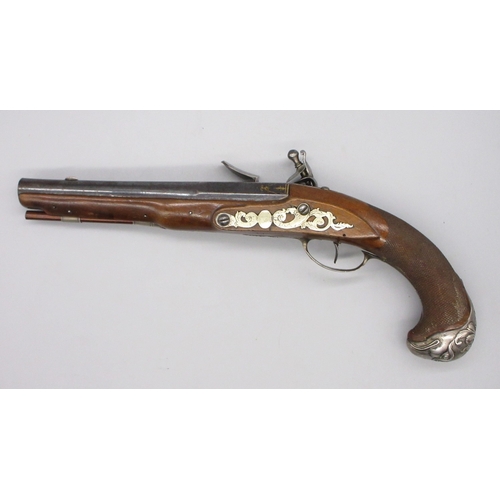 58 - Pair of French 20 bore flintlock pistols, 8.5