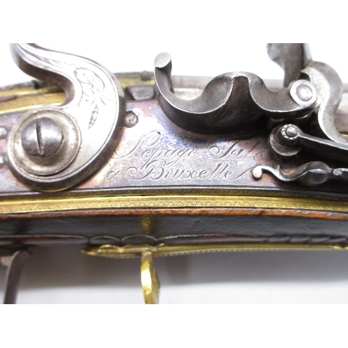 59 - Pair of Belgium presentation quality 22 bore flintlock pistols by `Lepage Jeil A Bruxcelle', 9