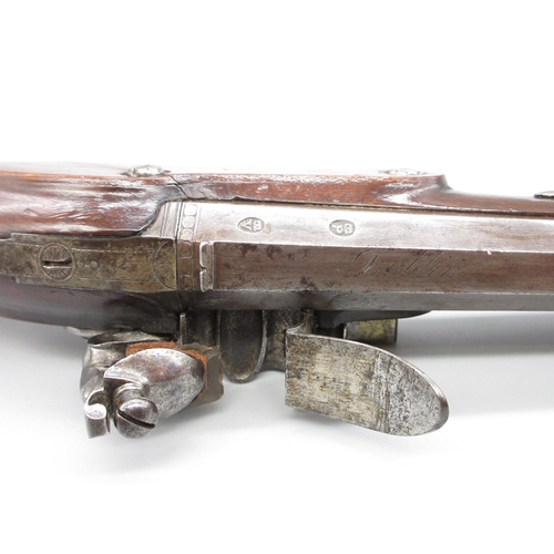 60 - Pair of Irish 18 bore flintlock duelling pistols by `Rainsford Dublin', 10
