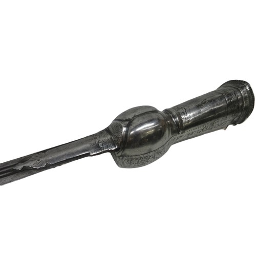 Rare example of a of an  C18th Pata (Gauntlet) Sword, used by Cavalry in India from 17th 18th centuries. Early examples have been found from the C12th, ornate but worn engraving to handle. Overall length 128cm

POA  https://www.bradleys.ltd/quotation-request-form

Please note Bradley's are unable to ship weaponry outside of the UK