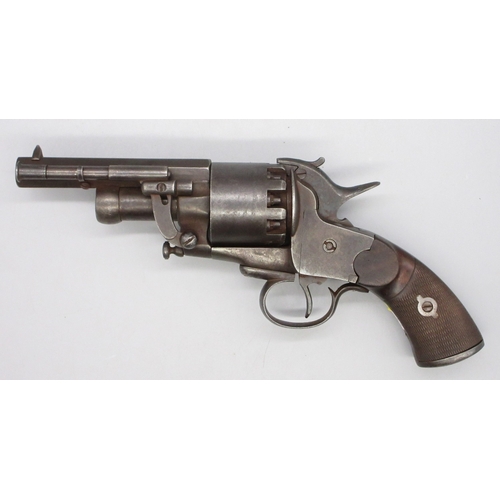 A very rare French baby Le. Mat percussion revolver, 4.5" octagonal barrel with engraved details to the top, ten shot cylinder, sn. 730 stamped throughout, 29cm overall

Shipping £33.00 plus vat (UK Only)