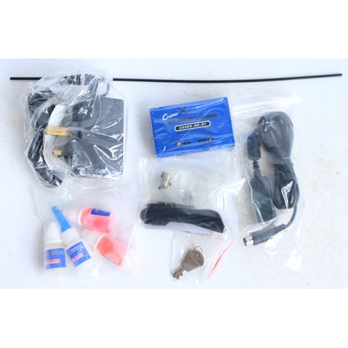 33 - Three large scale radio controlled models to include two helicopters, a Copter X450 in metal flight ... 