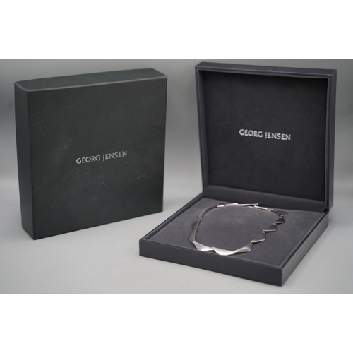 George Jensen silver Peak necklace, stamped 925 Denmark with makers mark, in presentation box, L41cm
