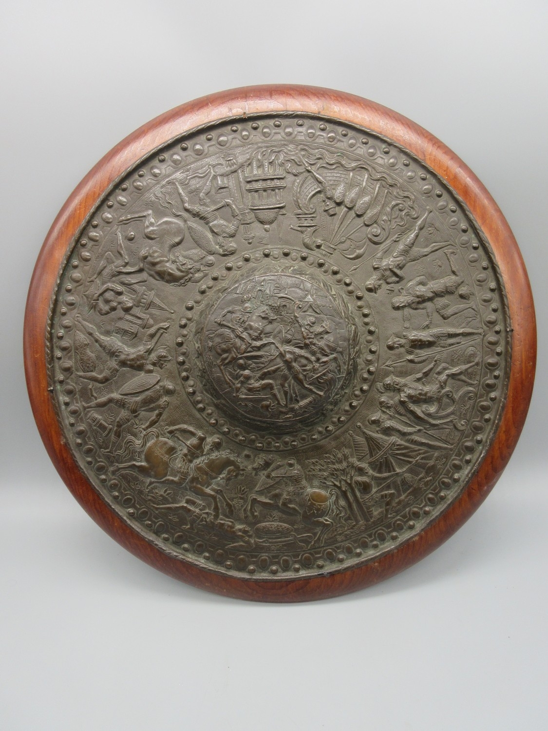 Victorian copper electrotype circular shield, with raised central boss ...