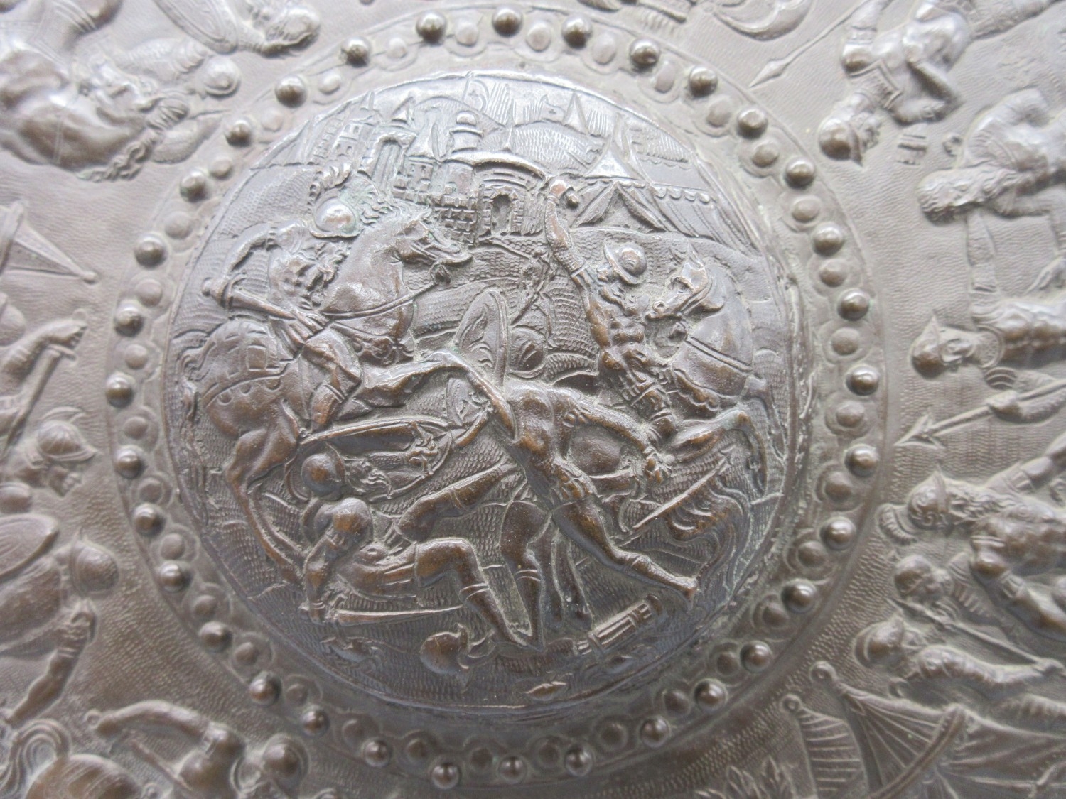 Victorian copper electrotype circular shield, with raised central boss ...