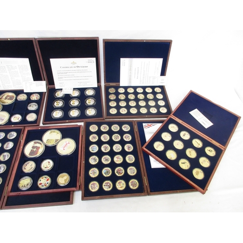 Large collection of commemorative plated coins in sets (partially ...
