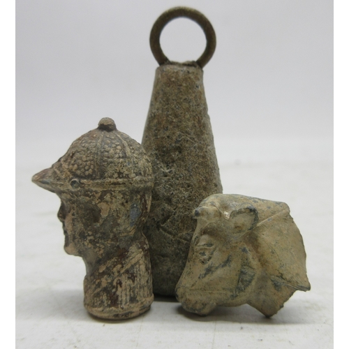 625 - Boxed collection of metal detector findings incl. two miners' tokens (Gresford Colliery), medieval f... 