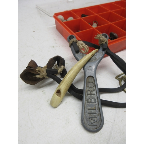 625 - Boxed collection of metal detector findings incl. two miners' tokens (Gresford Colliery), medieval f... 