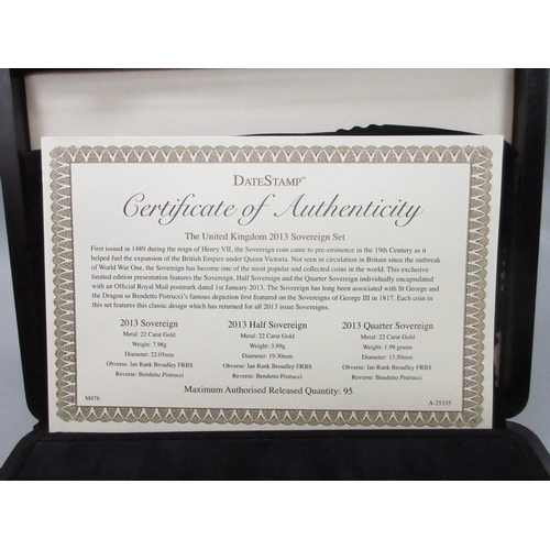 40 - Date Stamp - The United Kingdom 2013 Sovereign Set comprising Sovereign, Half Sovereign and a Quarte... 