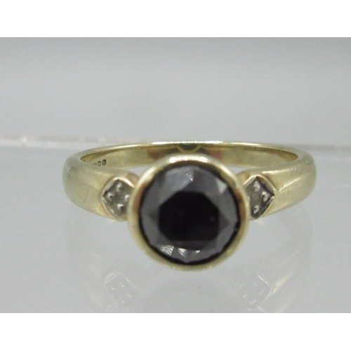 27 - 9ct yellow gold cocktail ring set with smoky quartz, stamped 375, size O, 9ct yellow gold ring set w... 